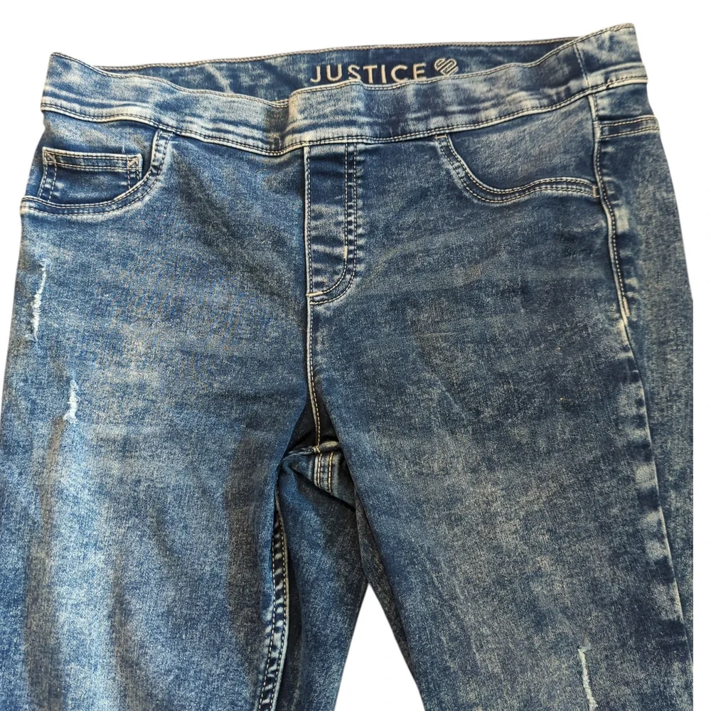 JUSTICE Girls 16 Plus Blue Distressed Skinny Jeans Casual School Medium Rinse